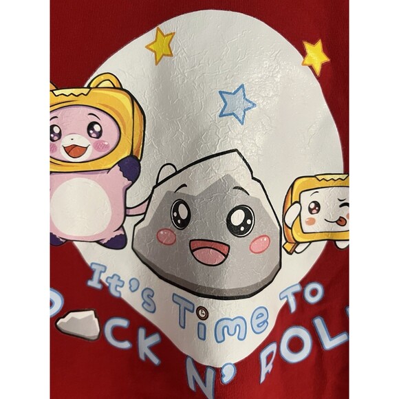 Lankybox Rock N' Roll T-Shirt Size Youth Large Red Short Sleeve Foxy Boxy Rocky - Picture 2 of 4